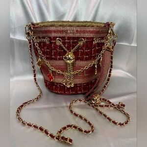Chanel GWP Red Bucket Bag with Gold Chain